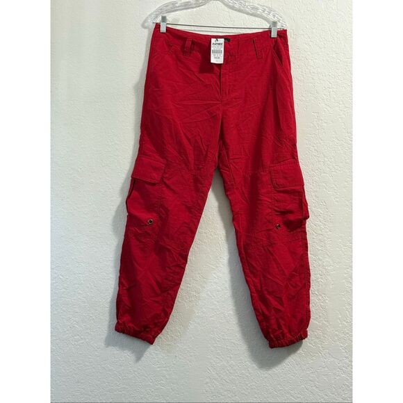 Red Cargo Pants Ninth Hall  Size  11 Parachute Large Pockets NEW - Picture 1 of 4